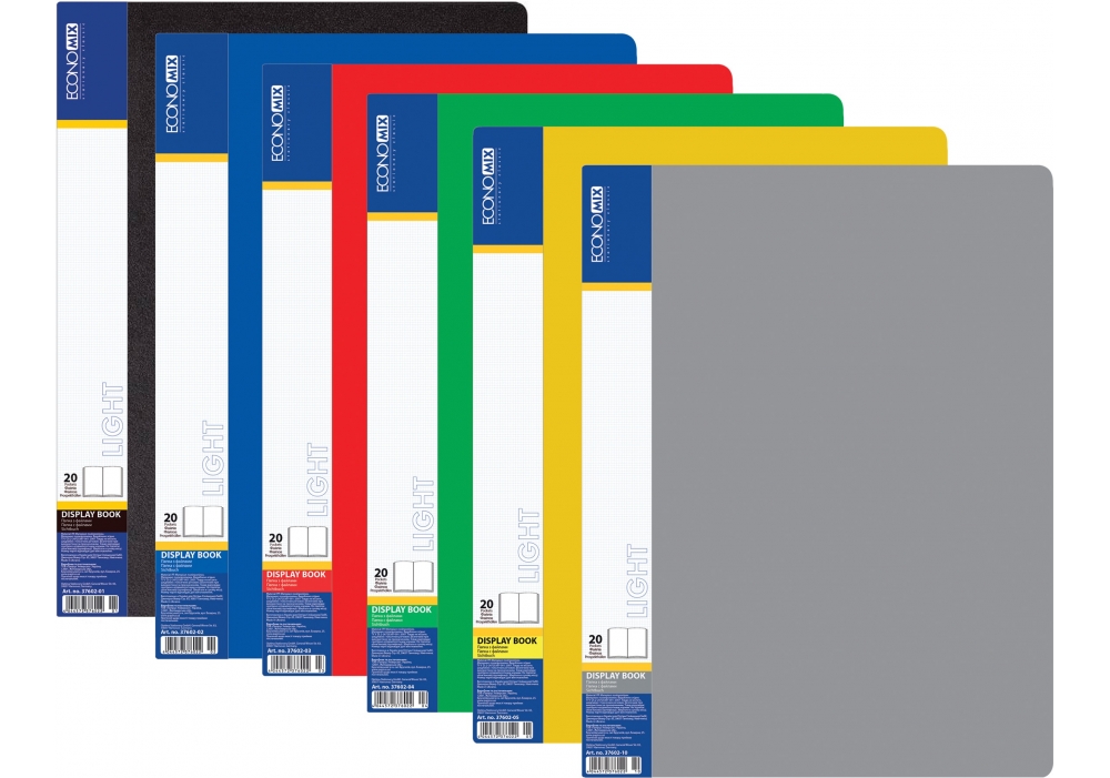 Папка-дисплей ECONOMIX А4 20 файлів Light, асорті (E37602)